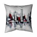 Begin Home Decor 20 x 20 in. Grey & Red Cityscape-Double Sided Print Indoor Pillow 5541-2020-CI55